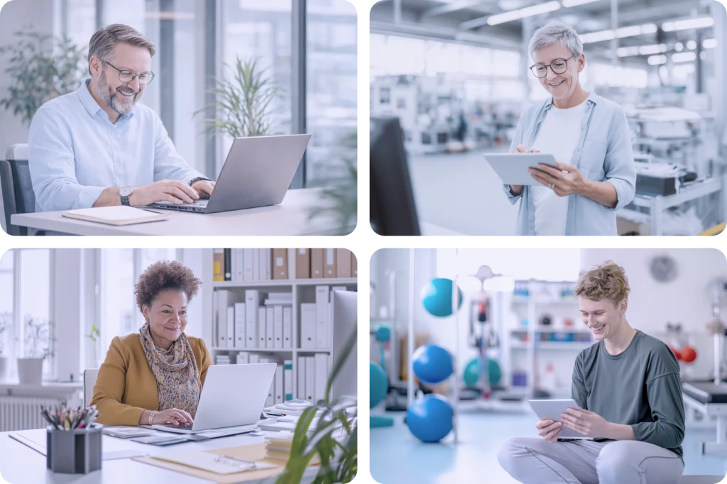 Übersicht der Schulungsthemen eines Compliance LMS: DSGVO, Arbeitsschutz, IT-Sicherheit, Branchenspezifische Themen