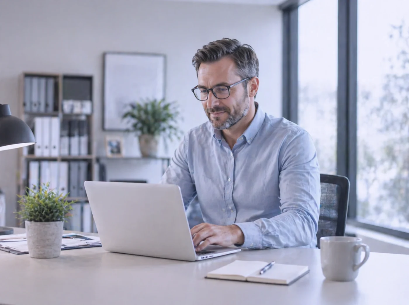 Mitarbeiter arbeitet konzentriert mit einem Learning Management System am Laptop – Vorteile LMS in der täglichen Anwendung